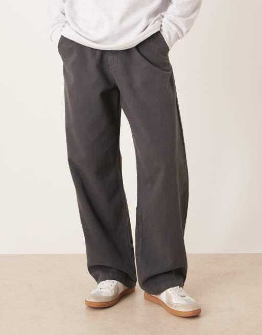 Pantalones chinos grises de corte recto suelto con lavado efecto envejecido de ASOS DESIGN, 2 de 5