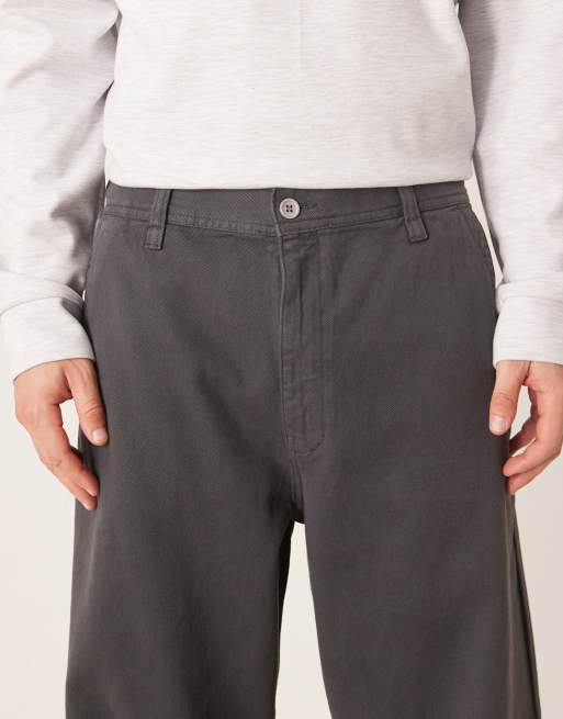 Pantalones chinos grises de corte recto suelto con lavado efecto envejecido de ASOS DESIGN, 4 de 5