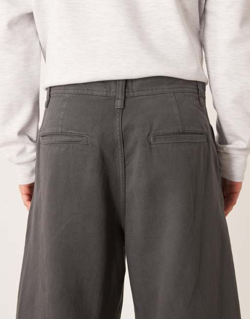Pantalones chinos grises de corte recto suelto con lavado efecto envejecido de ASOS DESIGN, 5 de 5