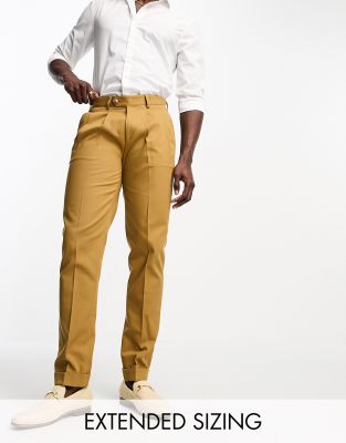 Pantalones chinos marrón tabaco de corte slim de sarga de algodón