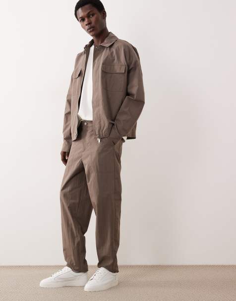 Pantalones chinos marrones de corte carrot de mezcla de algodón y nailon de ASOS COLLECTIVE AC-B-252 (parte de un conjunto) - view 1