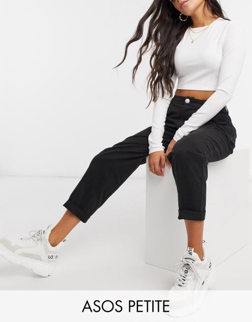 Pantalones chinos negros con forma de reloj de arena de ASOS DESIGN Petite