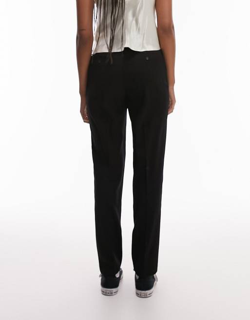 Pantalones de vestir negros plisados de talle alto de Topshop