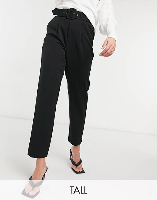 Pantalones cigarette negros con cinturón incorporado de Vero Moda Tall
