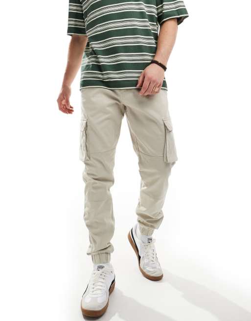 Pantalones color arena cargo con bajos ajustados de corte tapered de ONLY & SONS