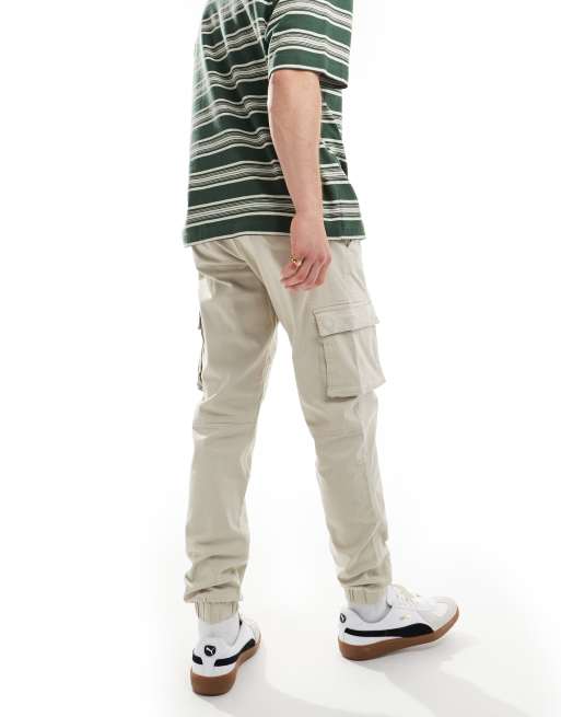 Pantalones color arena cargo con bajos ajustados de corte tapered de ONLY & SONS, 4 de 5
