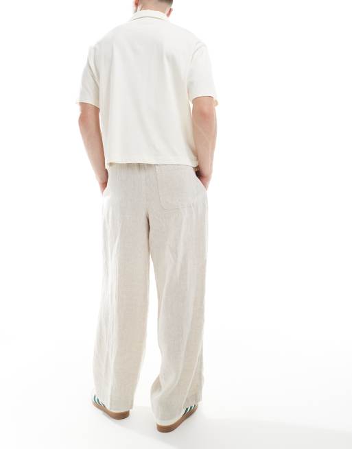 Pantalones color avena holgados de lino de Cotton On, 2 de 5