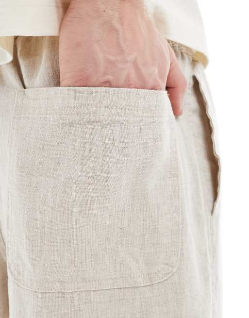 Pantalones color avena holgados de lino de Cotton On, 3 de 5