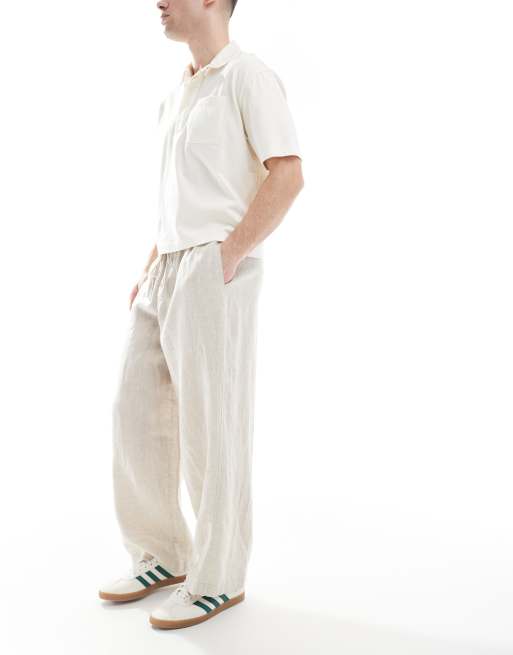 Pantalones color avena holgados de lino de Cotton On, 4 de 5
