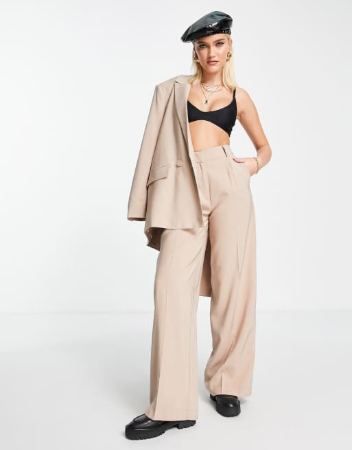 Pantalones color camel de talle alto y pernera ancha de Pimkie (parte de un conjunto)