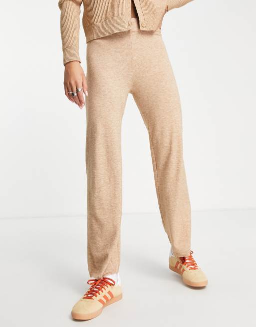 Pantalones color caramelo de pernera ancha de punto de Only (parte de un conjunto), 3 de 4
