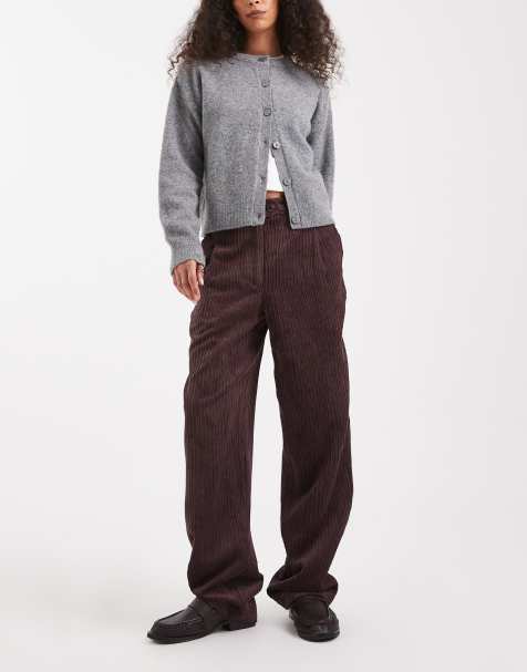 Pantalones color ciruela de pernera slim de pana de ASOS DESIGN - view 1