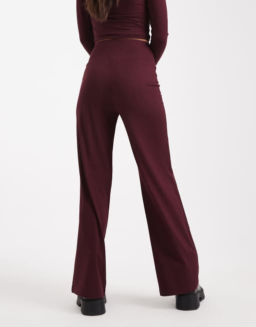 Pantalones color ciruela moldeadores de pernera ancha de Miss Selfridge, 4 de 5