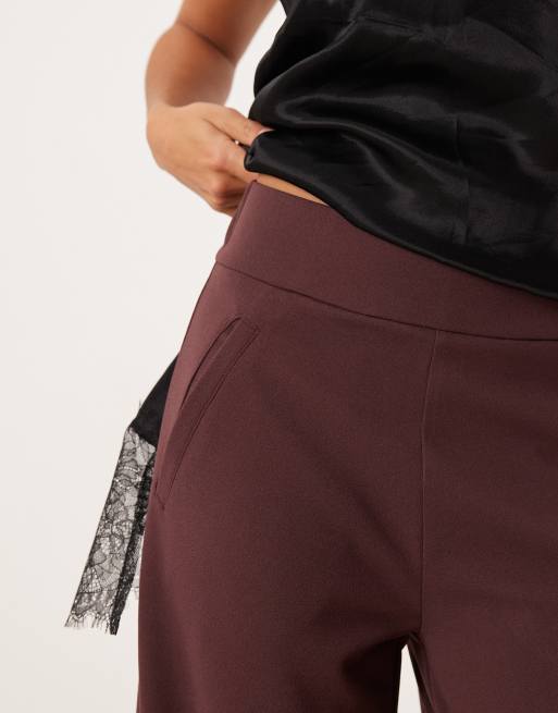 Pantalones color ciruela oscuro de pernera ancha de JDY Petite, 5 de 5