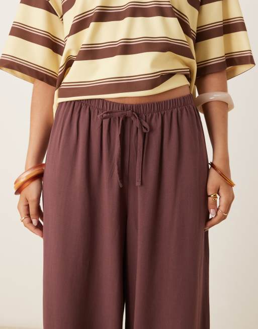 Pantalones color ciruela sin cierres de mezcla de lino de ASOS DESIGN, 2 de 5