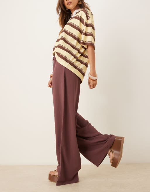 Pantalones color ciruela sin cierres de mezcla de lino de ASOS DESIGN, 3 de 5