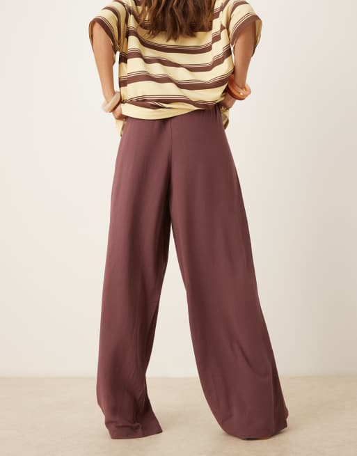 Pantalones color ciruela sin cierres de mezcla de lino de ASOS DESIGN, 5 de 5