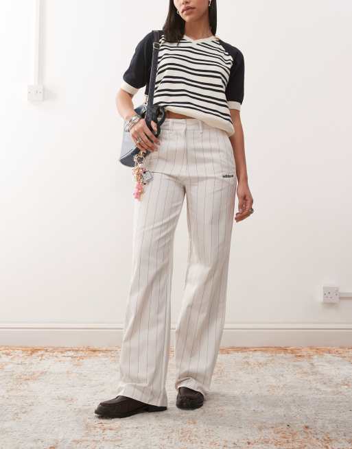 Pantalones color crema con raya diplomática de adidas Originals
