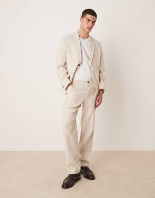 Pantalones color crema de corte estándar de mezcla de lino Malik de Selected Homme