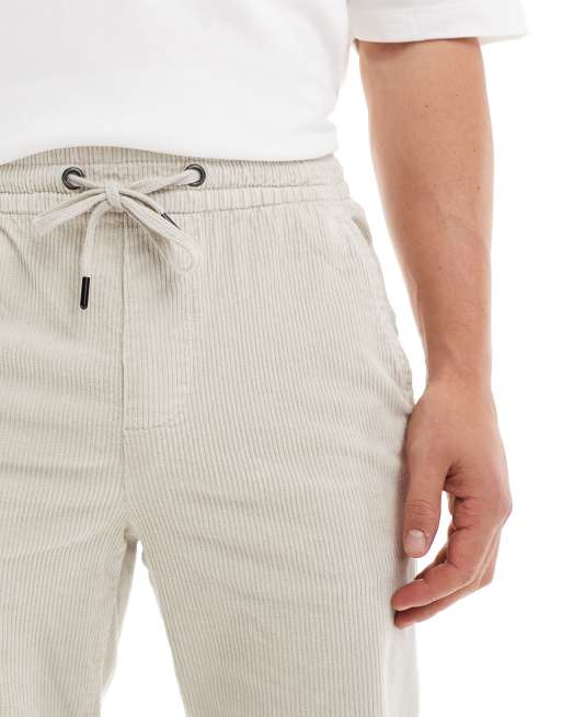 Pantalones color crema de corte tapered de pana de ONLY & SONS, 5 de 5