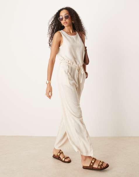 Pantalones color crema de lino de River Island (parte de un conjunto) - view 1