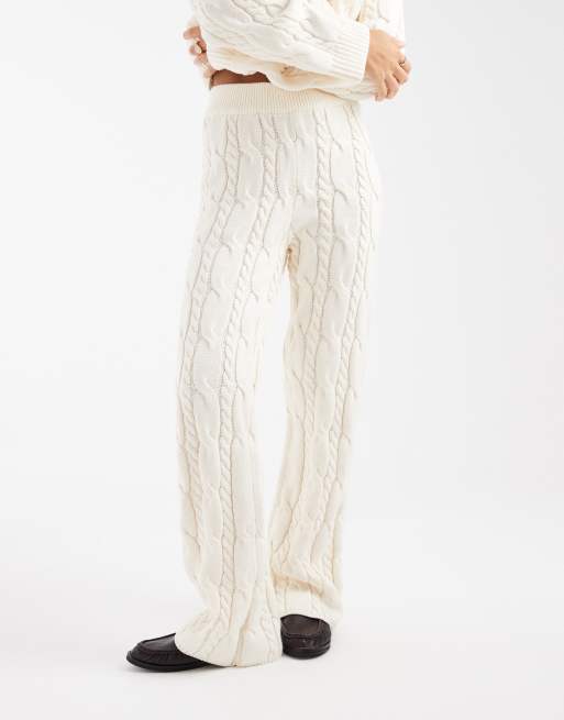 Pantalones color crema de pernera ancha de punto de ochos rico en algodón de 4th & Reckless (parte de un conjunto), 2 de 5