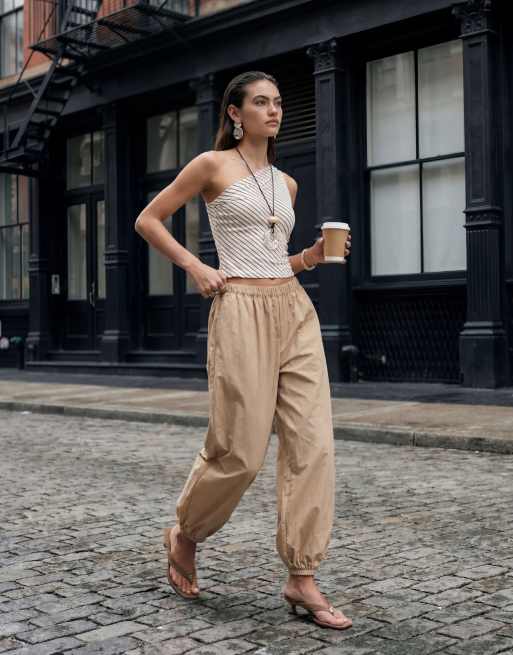 Pantalones color crema de pernera globo voluminosa sin cierres de Vero Moda, 11 de 12