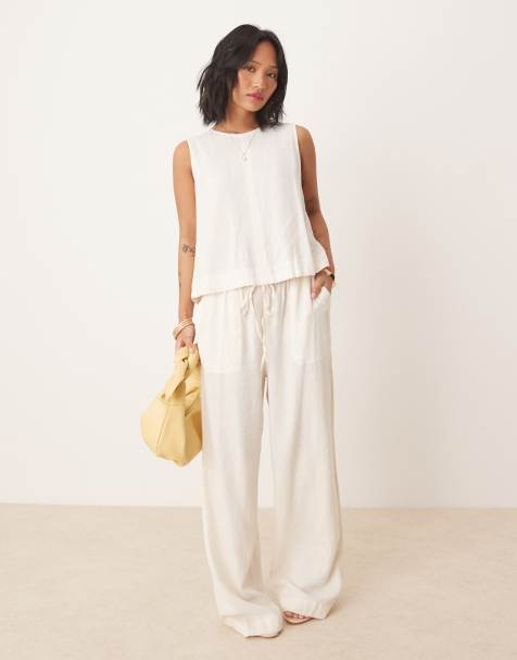 Pantalones color crema de pernera recta Shona de Nobody's Child Petite (parte de un conjunto) - view 1