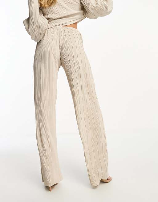 Pantalones color crema plisados de pernera ancha de Vero Moda (parte de un conjunto) , 4 de 4