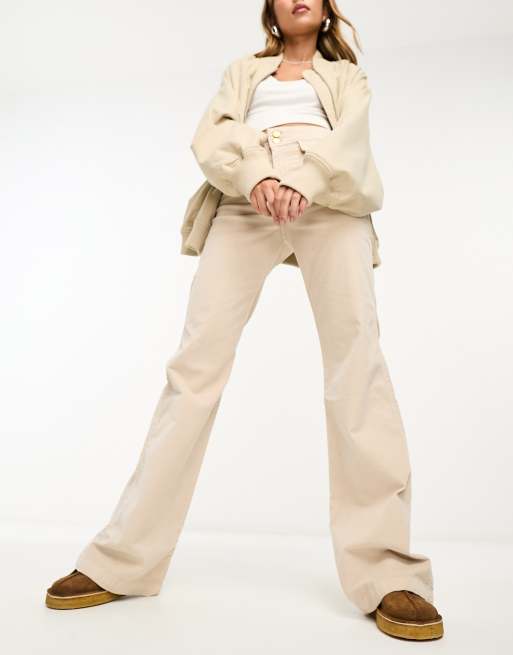 Pantalones color crudo de corte bootcut de pana de Scalpers