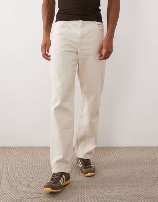 Pantalones color crudo de corte recto con patrón de espiga de ASOS DESIGN, 2 de 5
