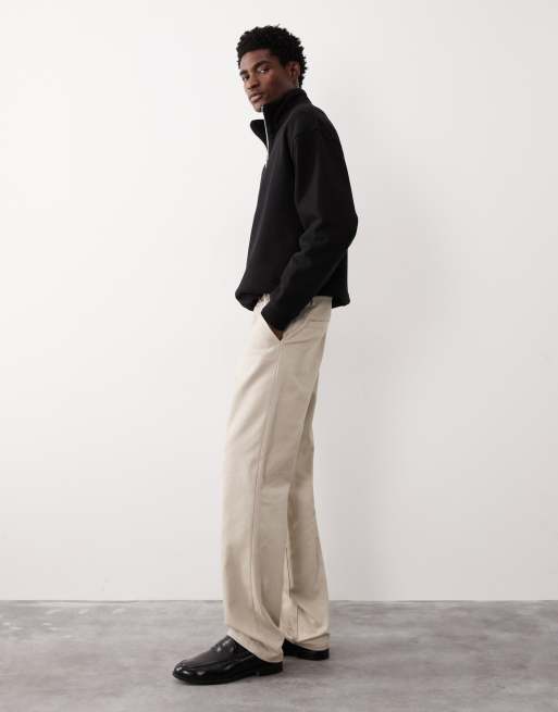 Pantalones color crudo de corte recto y estilo carpintero AC-B-253 de ASOS COLLECTIVE, 4 de 7