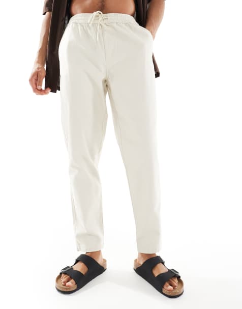 Pantalones color crudo sin cierres de tejido efecto lino de River Island - view 1