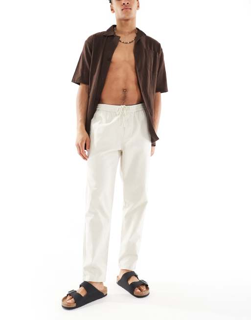 Pantalones color crudo sin cierres de tejido efecto lino de River Island, 2 de 4
