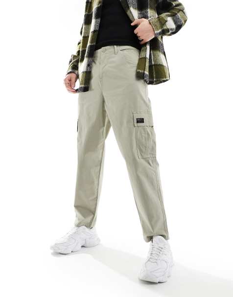 Pantalones color piedra cargo de corte tapered extragrande con detalle de parche de ASOS DESIGN - view 1