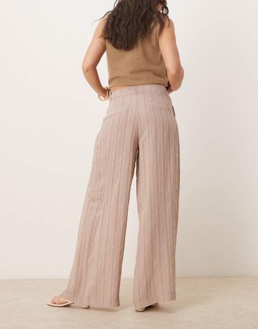 Pantalones color piedra con rayas a tono de pernera ancha de ASOS DESIGN, 5 de 5