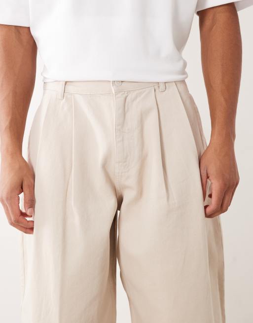 Pantalones color piedra de corte barrel con pinzas de ASOS DESIGN, 4 de 5