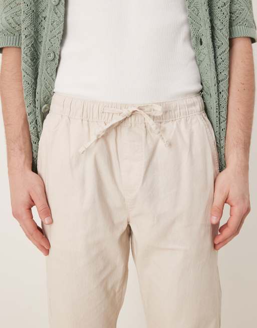 Pantalones color piedra de corte slim de mezcla de lino de ASOS DESIGN, 2 de 5