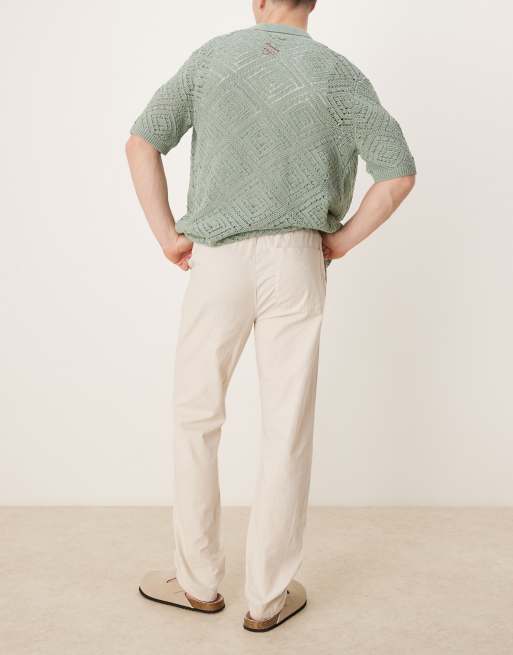 Pantalones color piedra de corte slim de mezcla de lino de ASOS DESIGN, 3 de 5