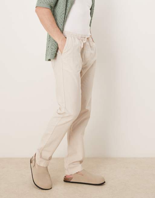 Pantalones color piedra de corte slim de mezcla de lino de ASOS DESIGN, 5 de 5
