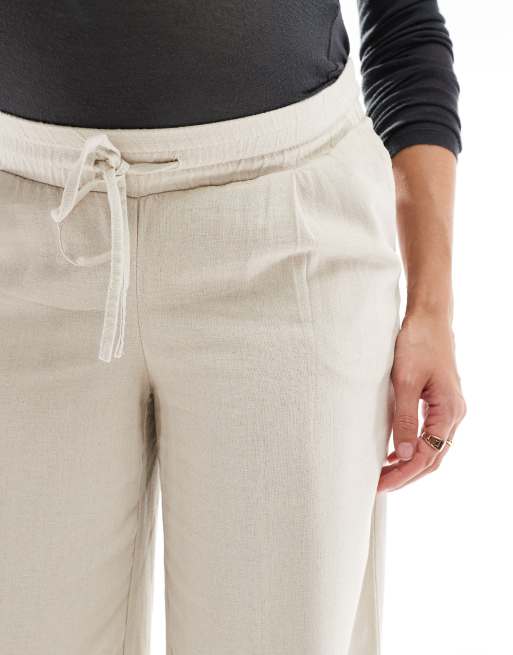 Pantalones color piedra de corte tapered de mezcla de lino de Vero Moda Maternity, 2 de 5