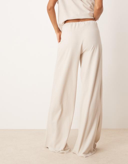 Pantalones color piedra de pernera ancha de punto texturizado de ASOS DESIGN (parte de un conjunto), 4 de 5