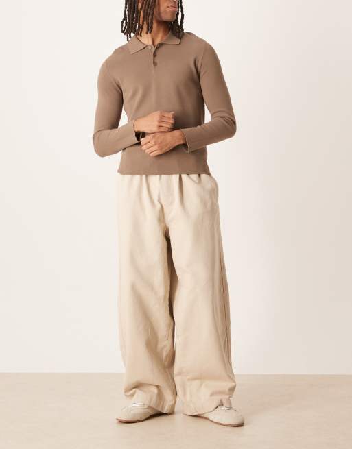 Pantalones color piedra extragrandes de estilo paracaidista de sarga de ASOS DESIGN, 2 de 5