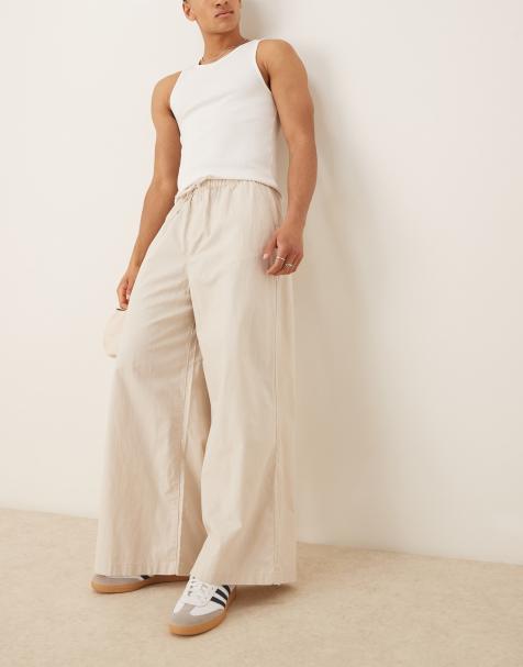 Pantalones color piedra muy holgados de mezcla de lino de ASOS DESIGN - view 1