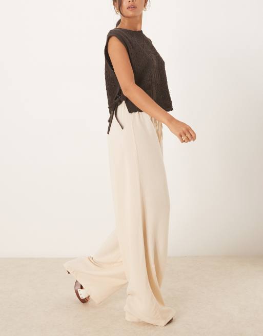 Pantalones color piedra sin cierres de mezcla de lino de ASOS DESIGN, 3 de 5
