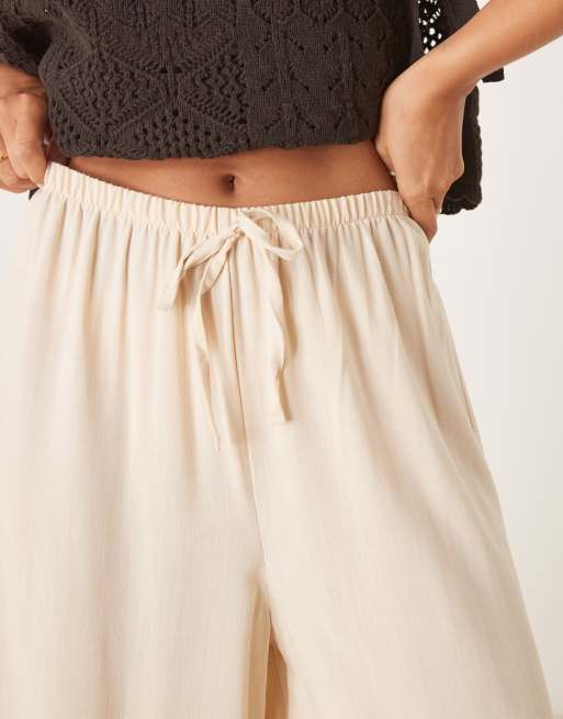 Pantalones color piedra sin cierres de mezcla de lino de ASOS DESIGN, 4 de 5