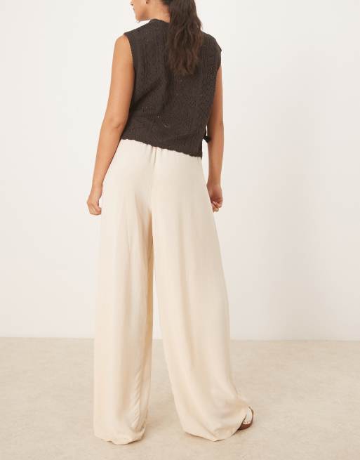Pantalones color piedra sin cierres de mezcla de lino de ASOS DESIGN, 5 de 5