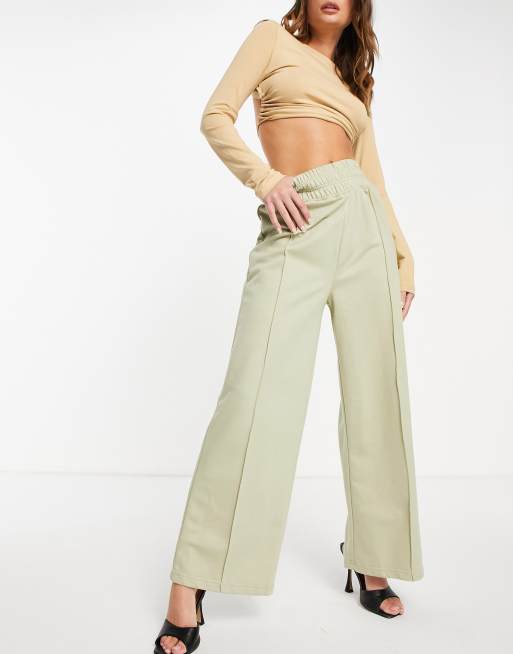 Pantalones color salvia de pernera ancha con costura frontal de Public Desire