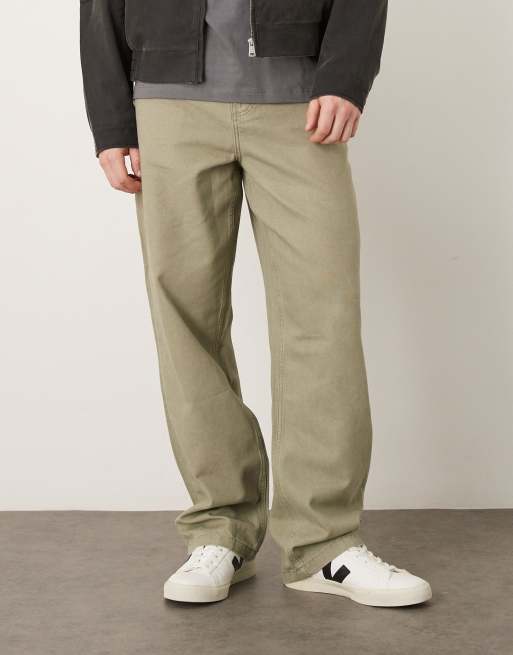 Pantalones color tostado de corte holgado con acabado teñido en color azufre de ASOS DESIGN