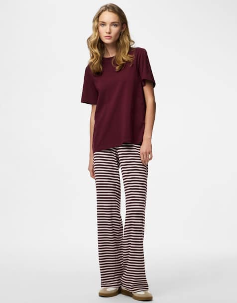 Pantalones color vino de pernera ancha de Pieces - view 1